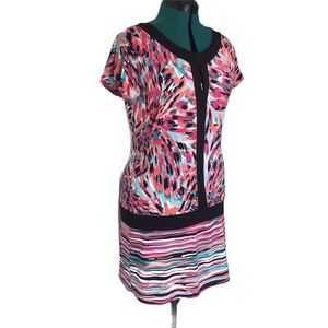 Donna, Medium, Short-Sleeve Drop-Waist Mini Dress